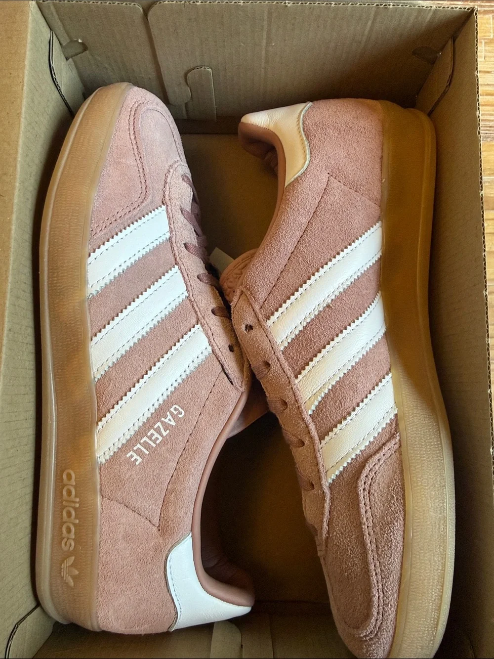 adidas Gazelle Suede Sneakers in Dusty Pink with White Stripes JS1397